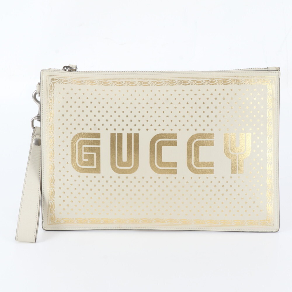 Gucci x SEGA Collaboration GUCCY 510489 Leather Second Bag Clutch Pouch for Men